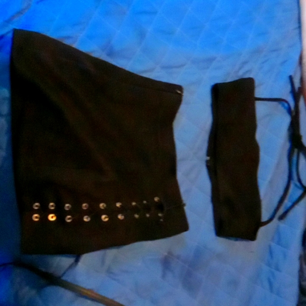 Demi halter top with matching lace up mini skirt. Clubbing outfit